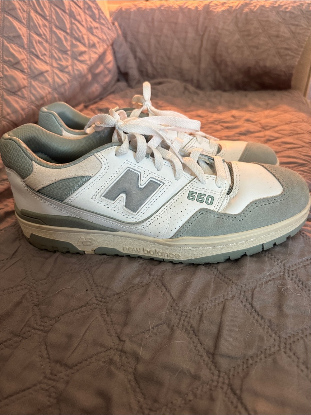 New Balance 550 Men's White and Sea Foam Green Low-Top Sneakers
